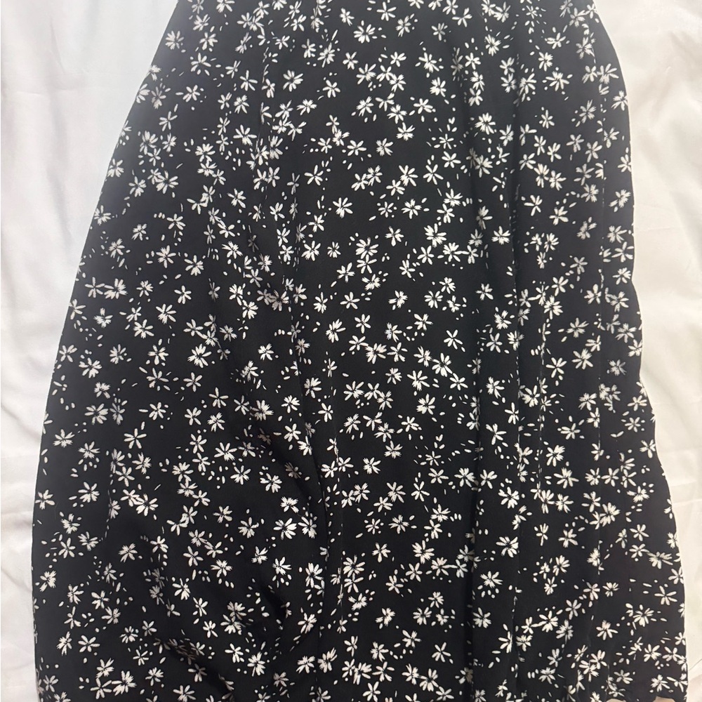 Black and White Floral Midi Skirt